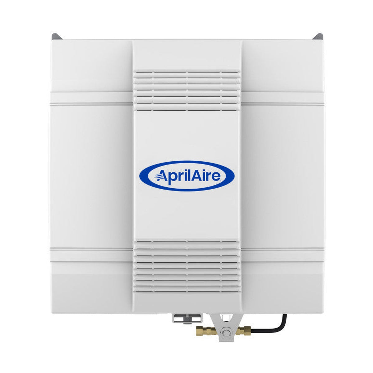 AprilAire 700 Fan-Powered Whole-House Evaporative Humidifier front cabinet view on pure white canvas