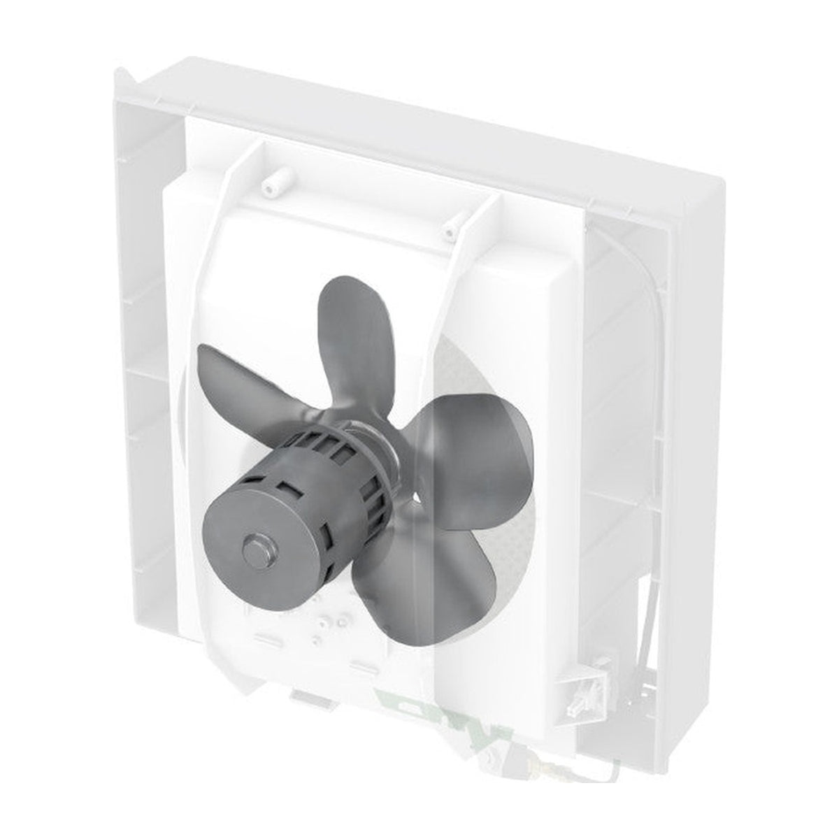 AprilAire 700 open housing showing internal motorized fan and high-capacity evaporative Water Panel pad