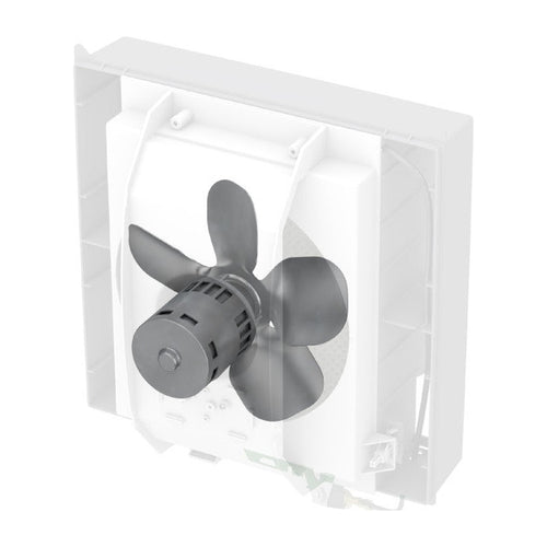 AprilAire 700 open housing showing internal motorized fan and high-capacity evaporative Water Panel pad