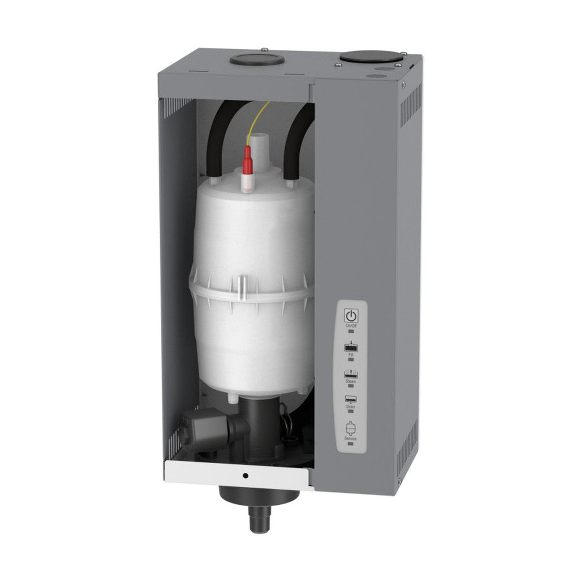 AprilAire 800 electrode steam canister interior plumbing and service access view