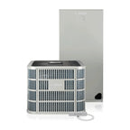 Bosch IDS Premium 20 SEER complete ducted heat pump system showing BOVA condensing unit and BVA air handler