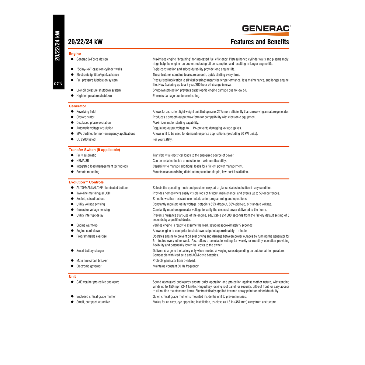 Generac Guardian 22kW Generator installation pad layout, enclosure dimensions, and fuel connection diagram