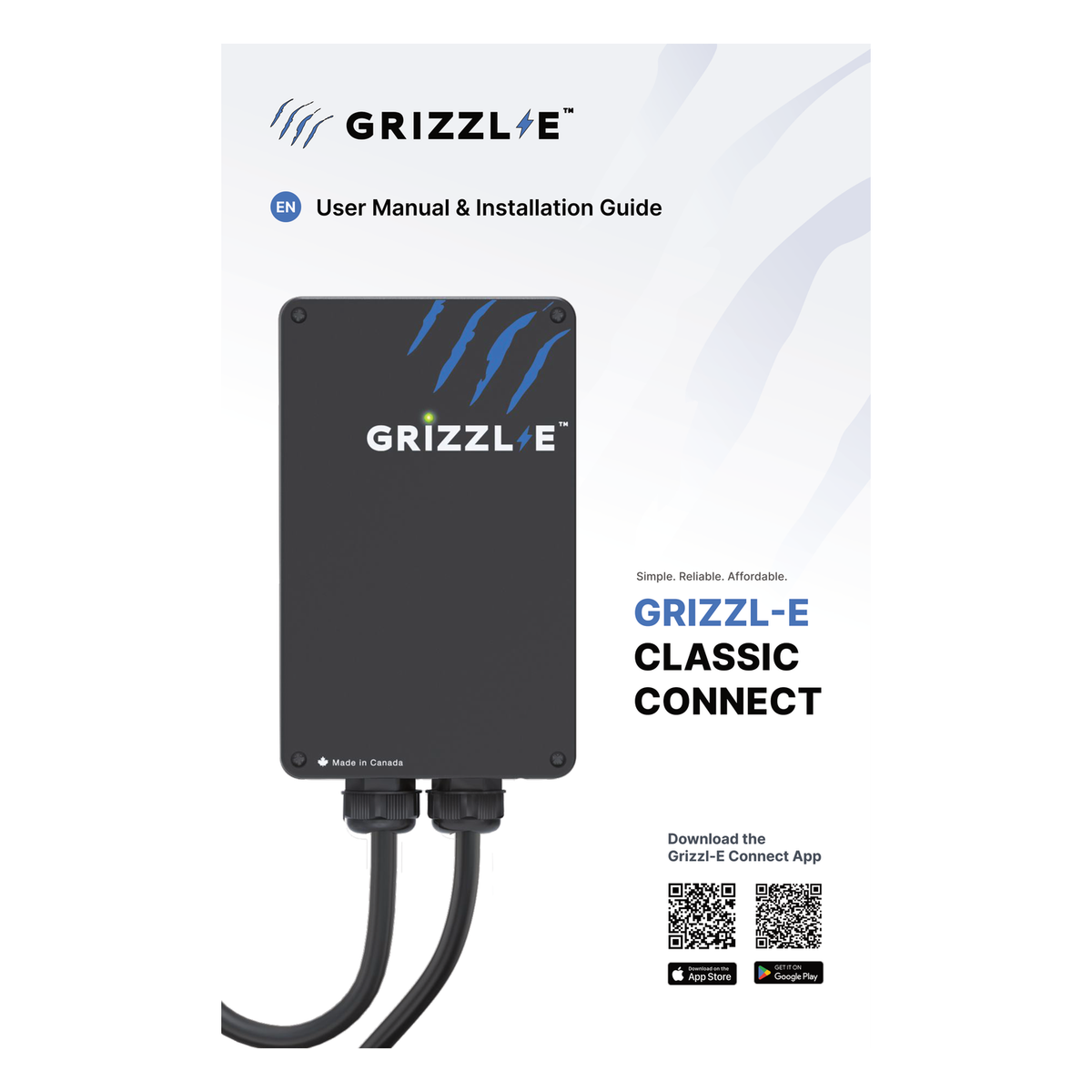 Grizzl-E Classic Connect 40A Level 2 EV Charger official installation and user manual cover