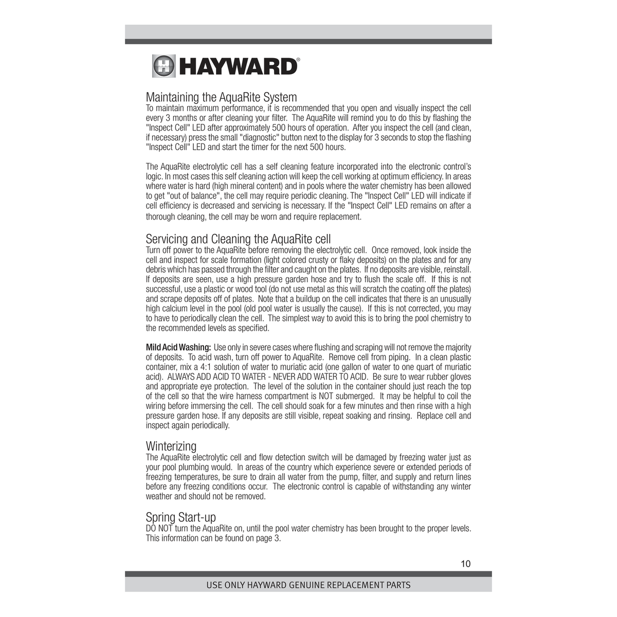 Hayward AquaRite 900 TurboCell cell plumbing installation and diagnostic layout