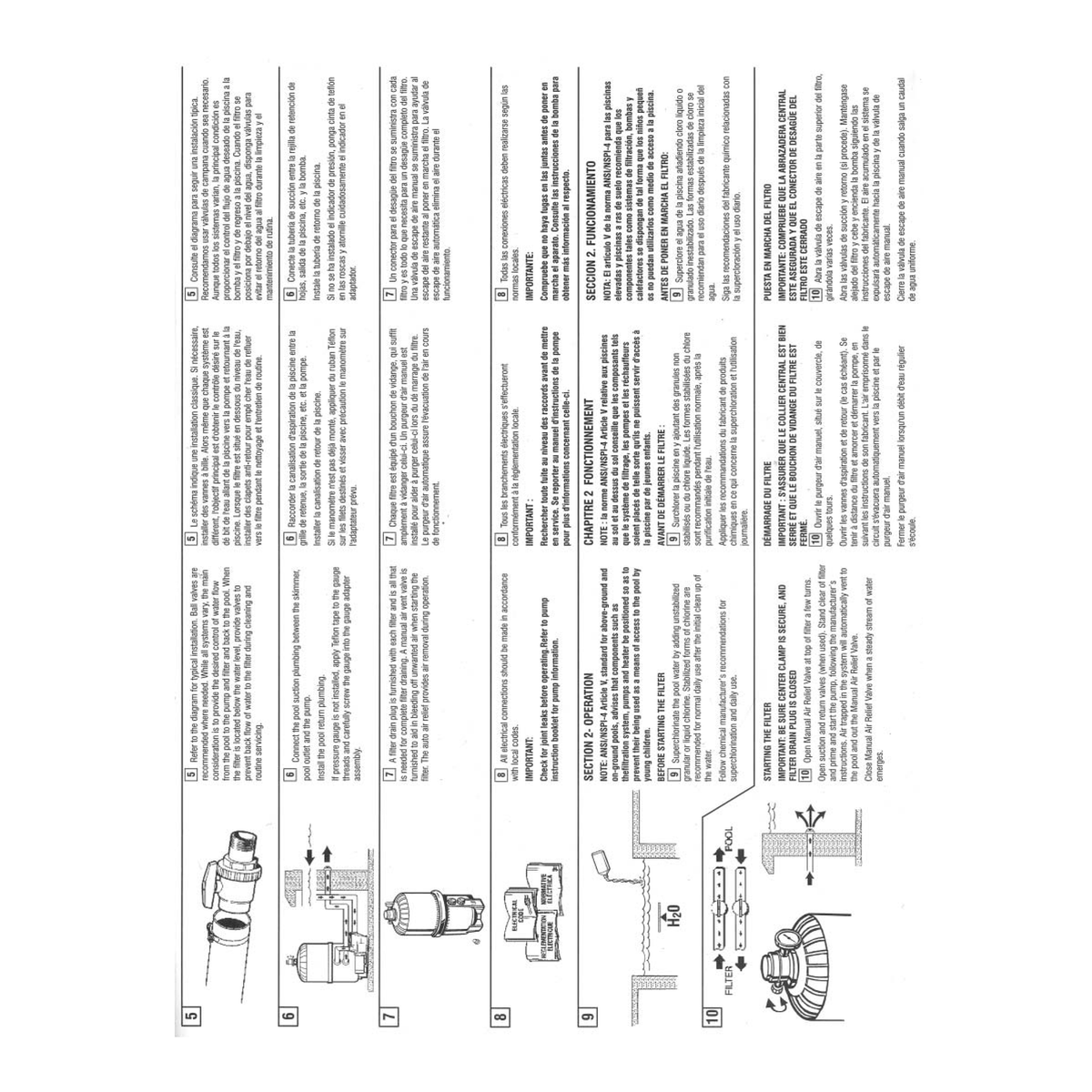 Hayward SwimClear Cartridge Filter engineering dimensional drawing and filtration performance specs