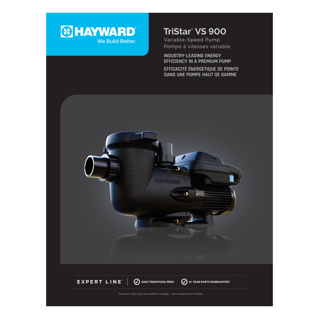 Hayward TriStar VS 900 Variable Speed Pool Pump official sell sheet and energy efficiency ratings