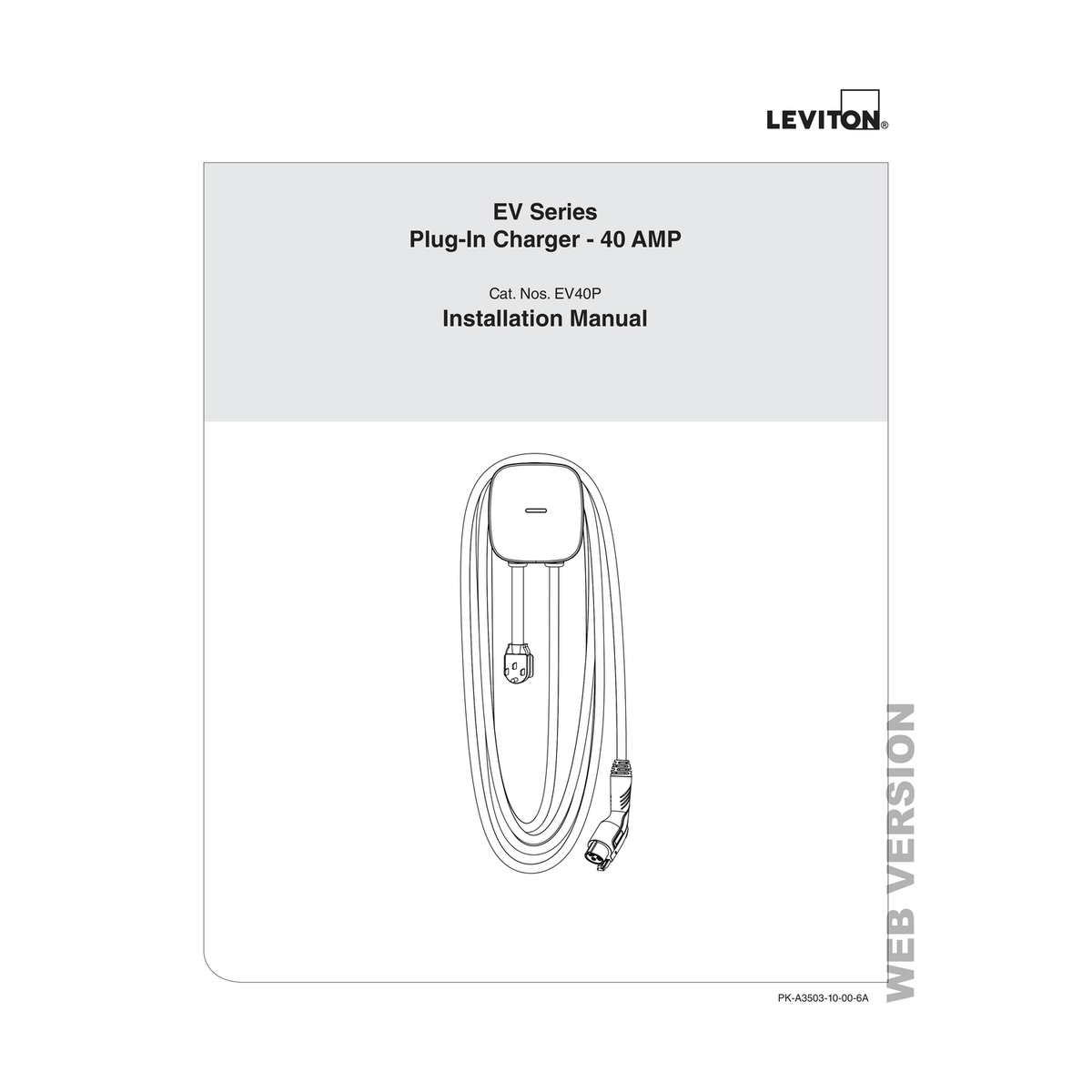 Leviton EV Series 40A Level 2 Plug-In EV Charger official installation guide