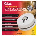 Kidde 120V Integrated 2-in-1 LED Strobe and 10-Year Talking Smoke Alarm packaging and features (Model P4010ACLEDSCA)