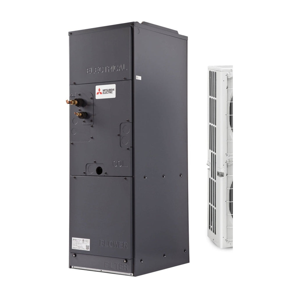 Mitsubishi PVA multi-position high-efficiency indoor air handler unit on pure white canvas
