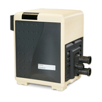 Pentair MasterTemp high-performance gas pool heater with rustproof composite exterior, digital display, and side plumbing connections on clean transparent background