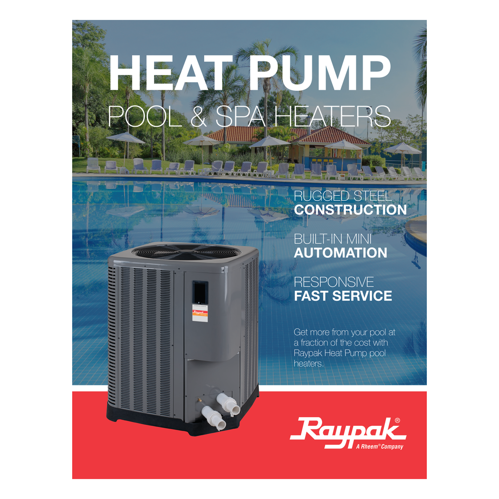Raypak Digital Gas Pool & Spa Heater official manufacturer brochure and ProTek Shield features