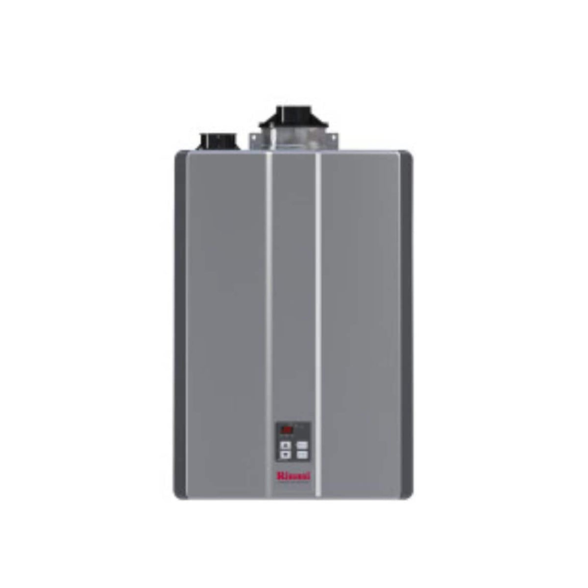 Rinnai SENSEI RU199i High-Efficiency Condensing Tankless Water Heater front view on pure white canvas