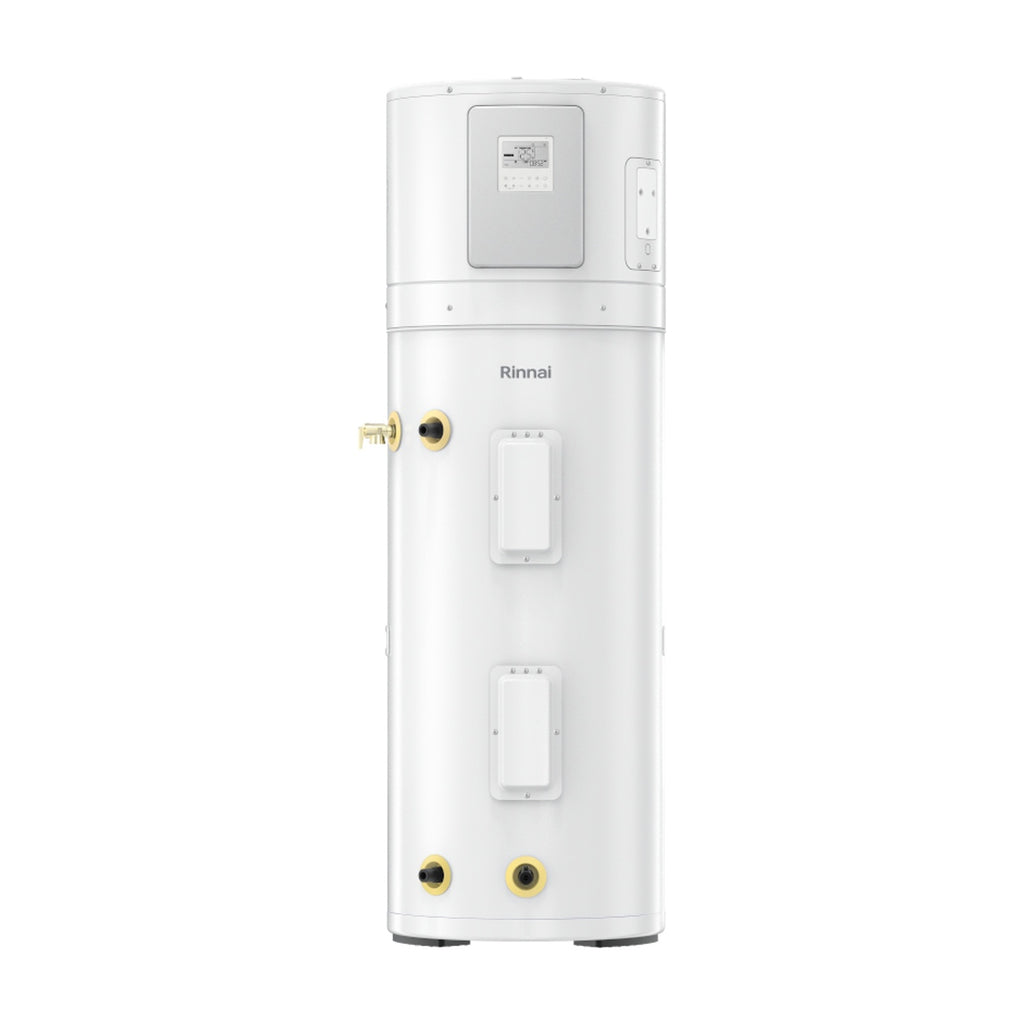 Rinnai SENSEI RXP series front panel interface and quick-connect plumbing connections