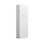 SPAN 32-circuit 200A smart electrical panel featuring modern white glass-front enclosure on transparent background